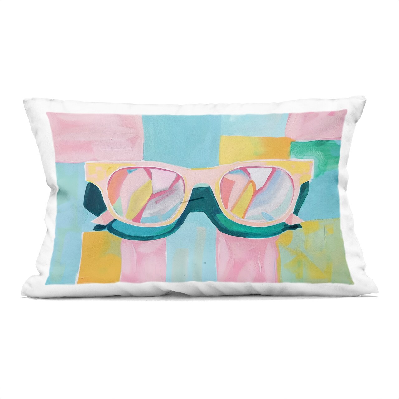 Stupell Industries Blocked Pastels & Sunglasses Decorative Printed Pillow design by Arlington Prints, 14 x 7 x 20